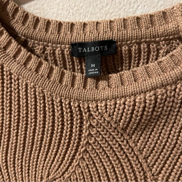 Talbots tan weave women’s long sleeve crewneck sweater 100% cotton size med - Picture 1 of 3